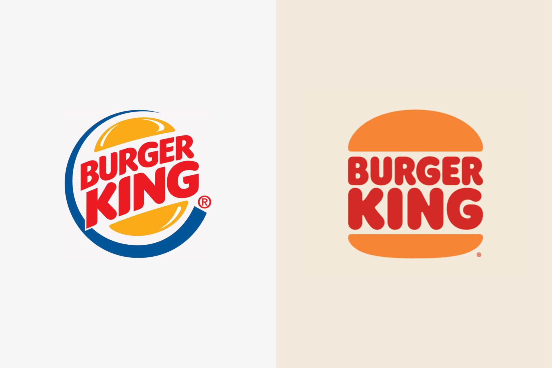 Das Burger-King-Logo vor und nach dem Rebranding nebeneinander